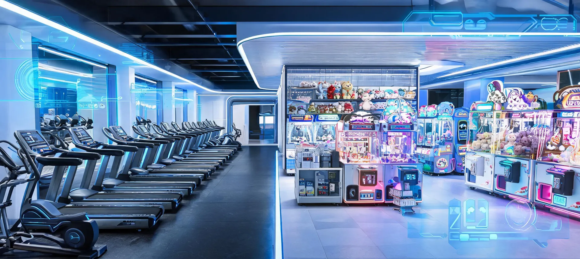Commercial fitness and arcade floor